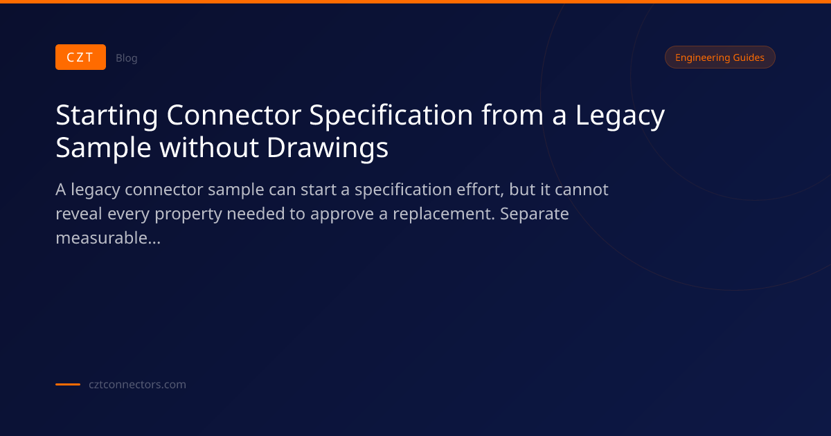 Starting Connector Specification from a Legacy Sample without Drawings ...