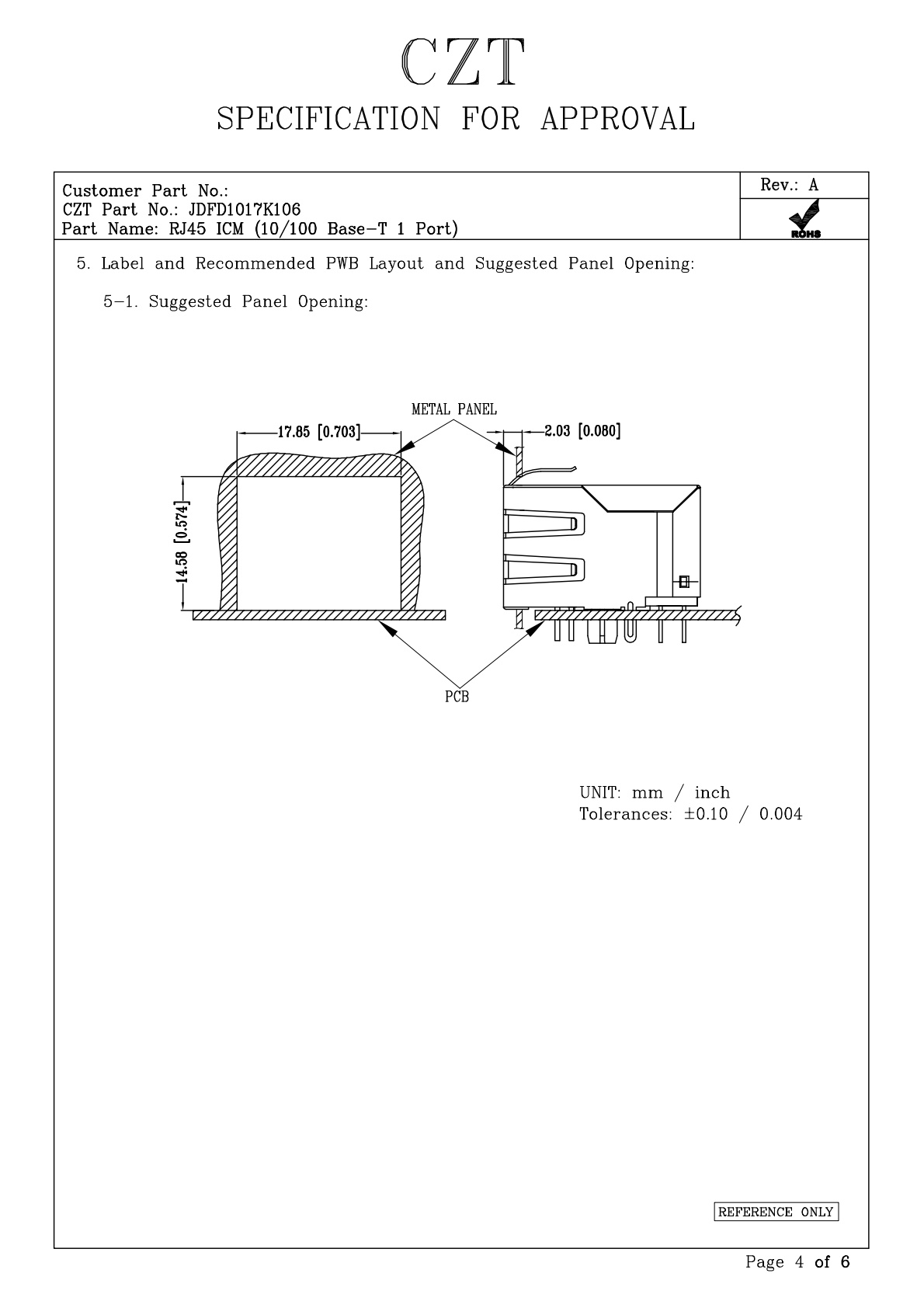 CZT JDFD1017K106 manufacturer drawing with mating-interface geometry