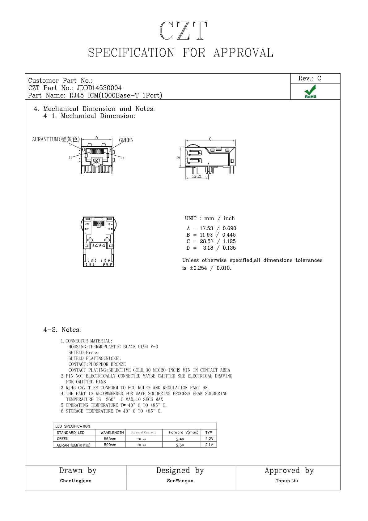 CZT JDDD14530004 manufacturer drawing with mechanical views