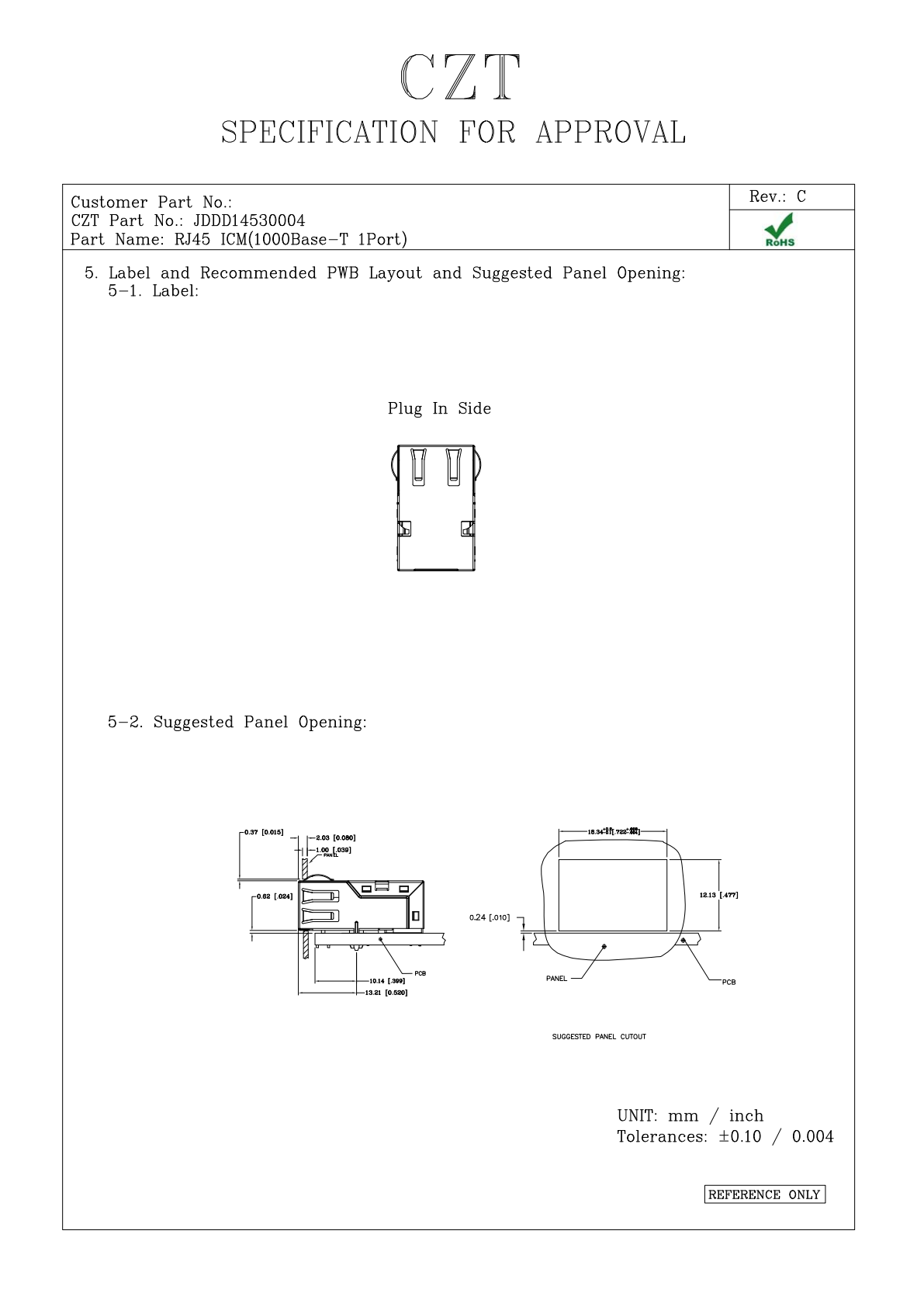 CZT JDDD14530004 manufacturer drawing with mating-interface geometry