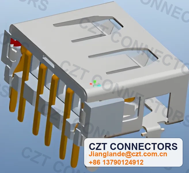 USB Type-A 6P Female Receptacle Right-Angle Connector