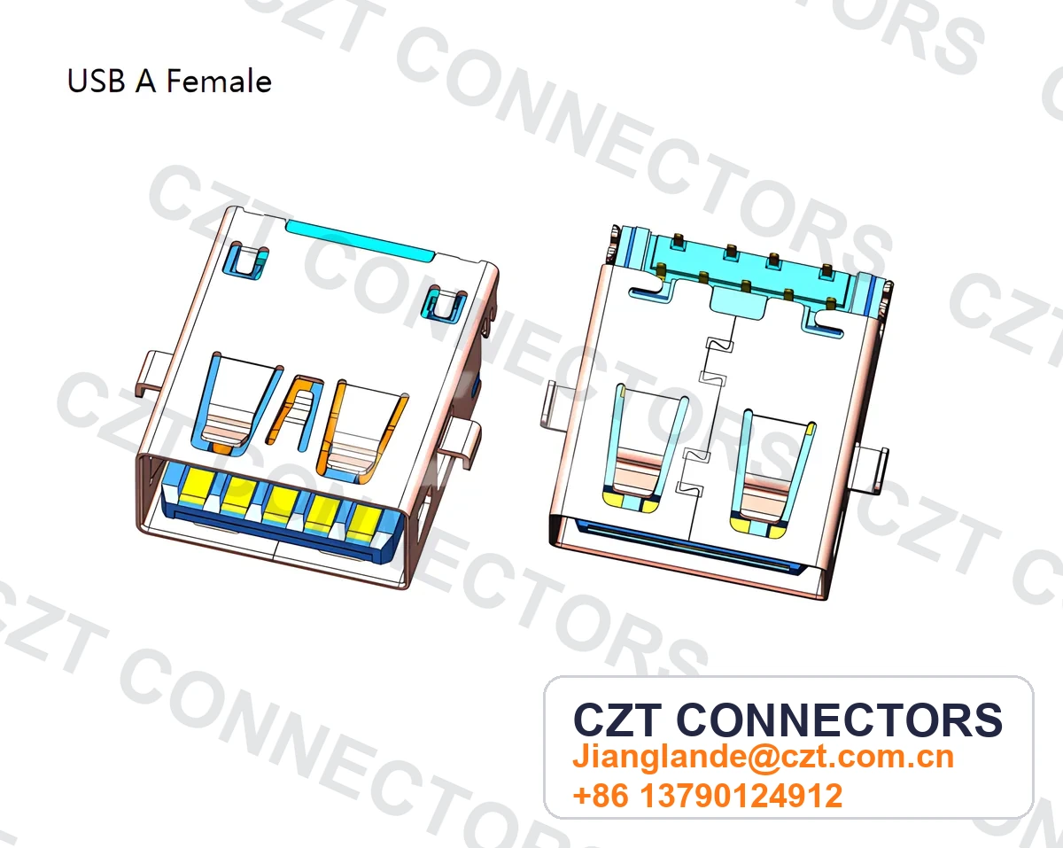 USB Type-A Female Receptacle Right-Angle Connector