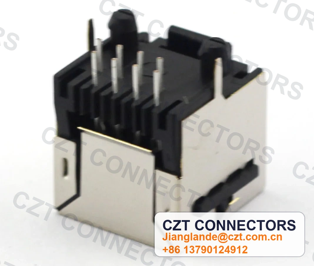 Single-Port PCB Mount Shielded RJ45 Modular Jack
