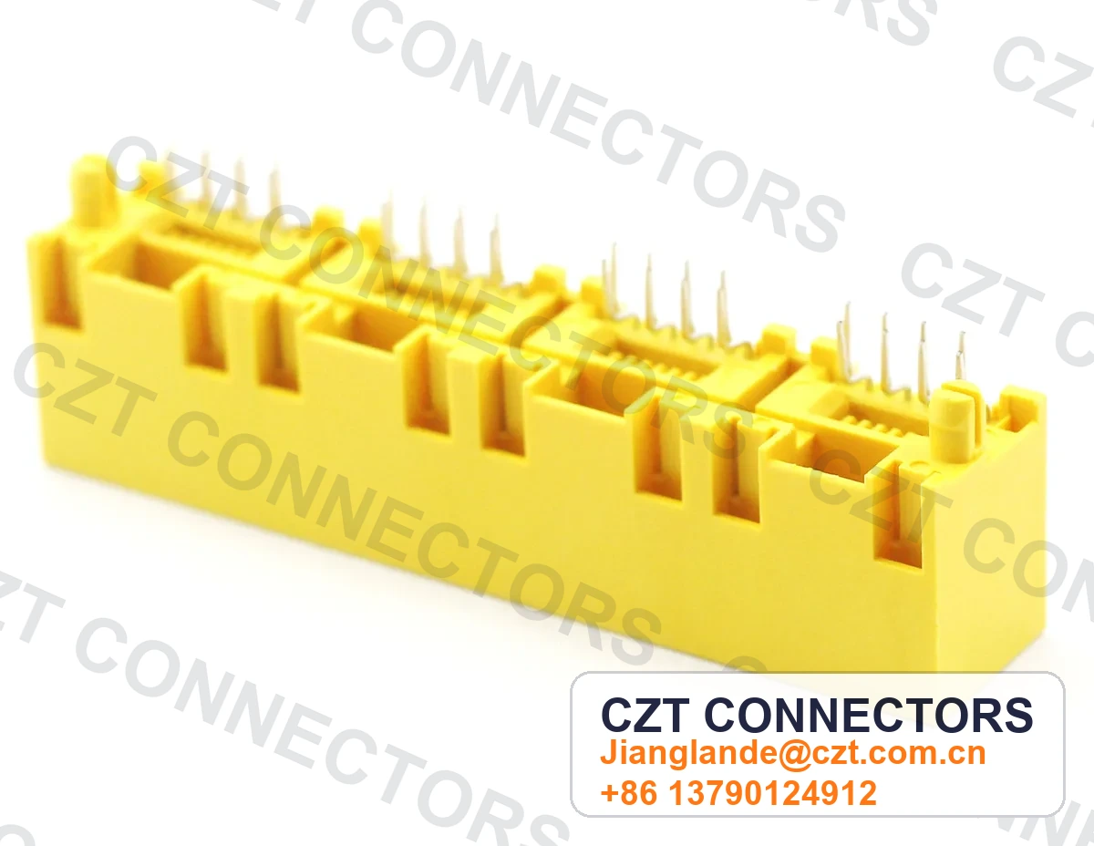Quad-Port PCB Mount Shielded LED RJ45 Modular Jack
