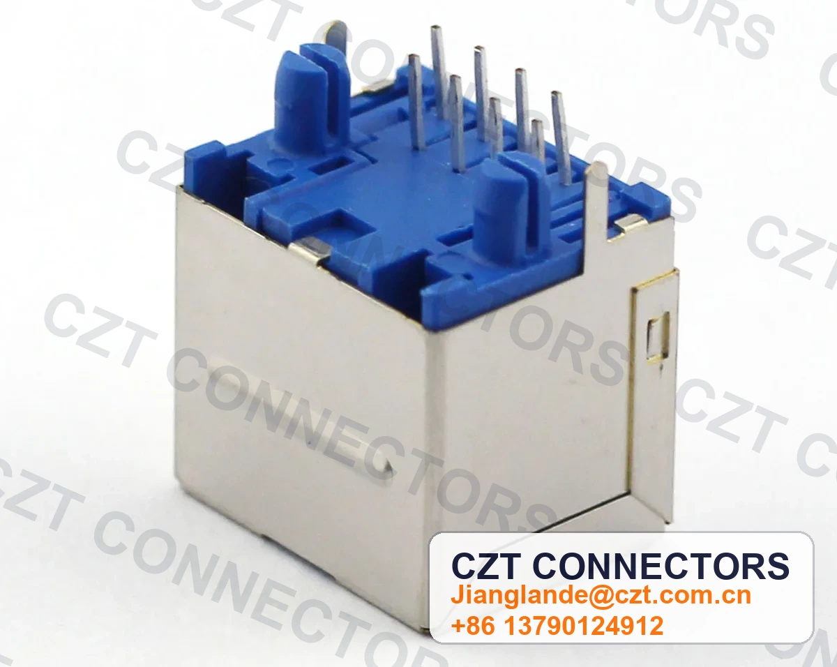 Single-Port PCB Mount Shielded LED RJ45 Modular Jack