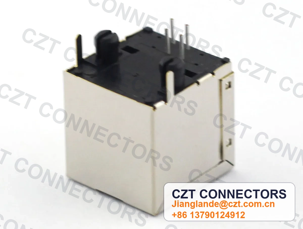 Single-Port PCB Mount Shielded RJ45 Modular Jack