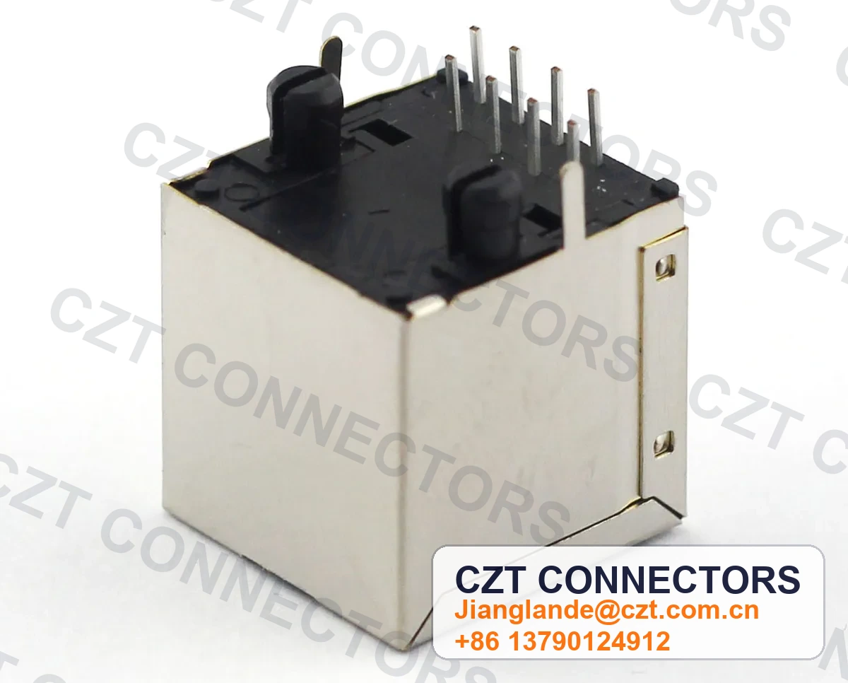 Single-Port PCB Mount Shielded RJ45 Modular Jack