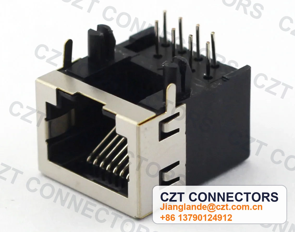 Single-Port PCB Mount Shielded RJ45 Modular Jack