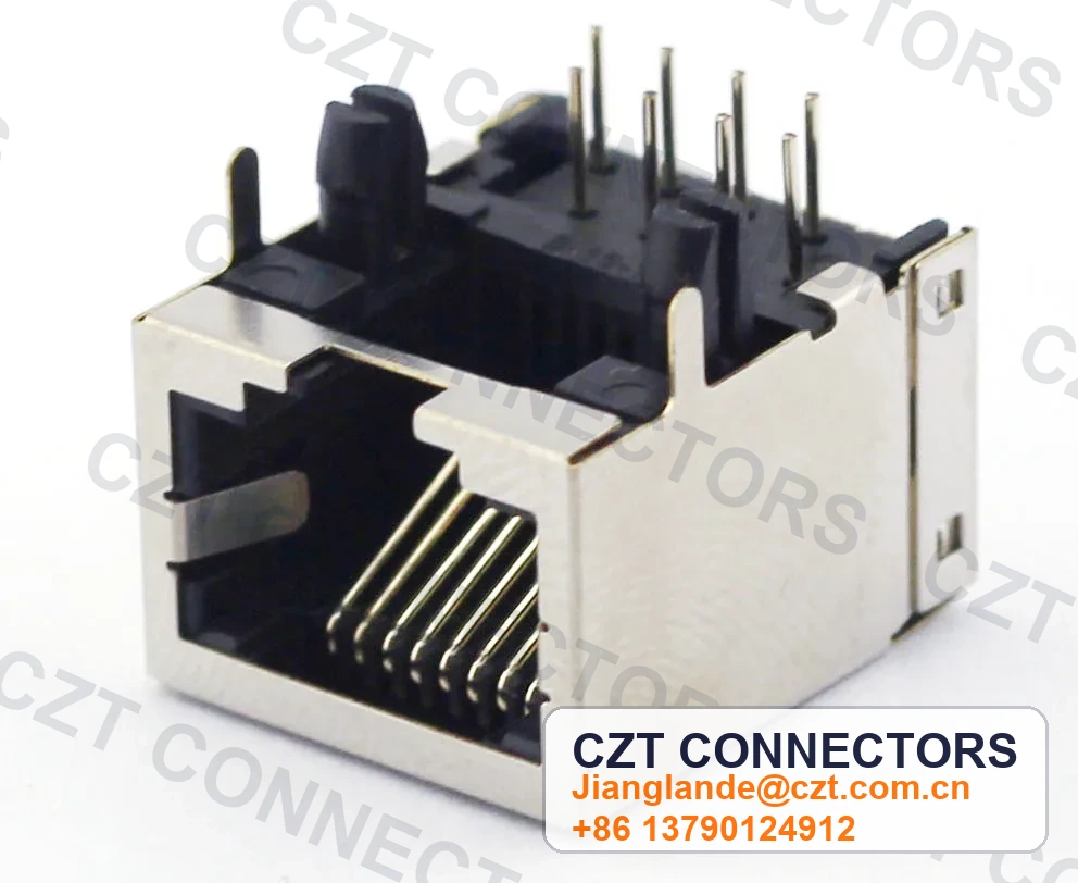 Single-Port PCB Mount Shielded RJ45 Modular Jack