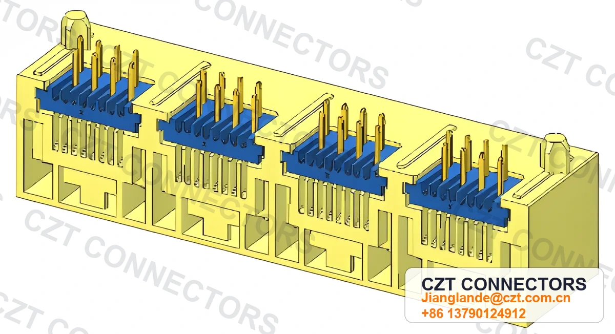 Quad-Port PCB Mount RJ45 Modular Jack