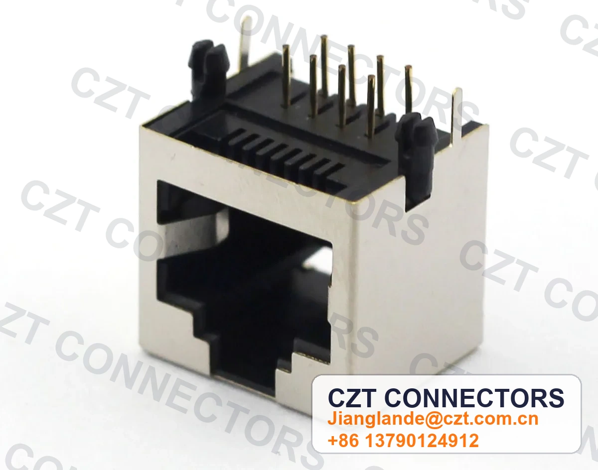 Single-Port PCB Mount Shielded RJ45 Modular Jack