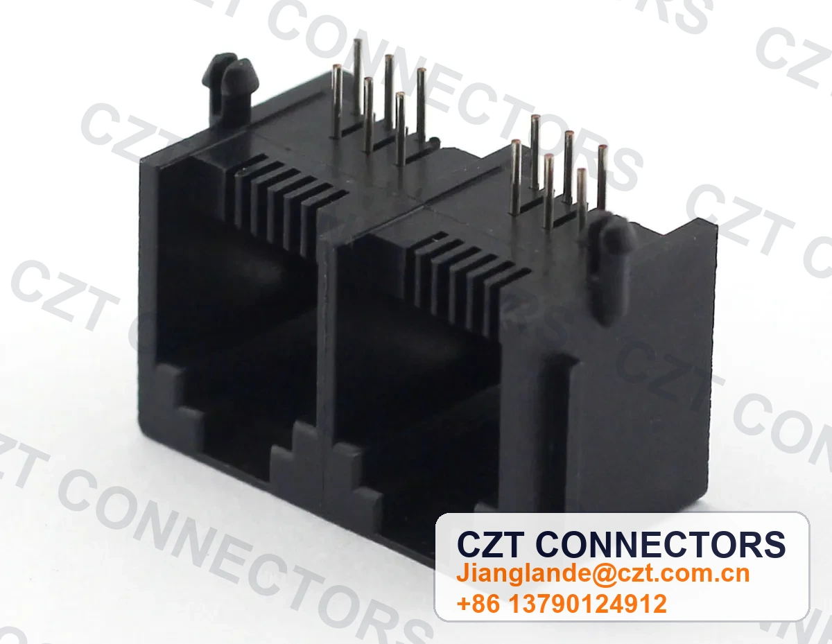 Dual-Port PCB Mount Shielded Modular Jack