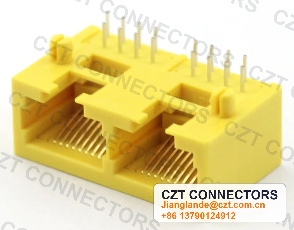Dual-Port PCB Mount Shielded Modular Jack