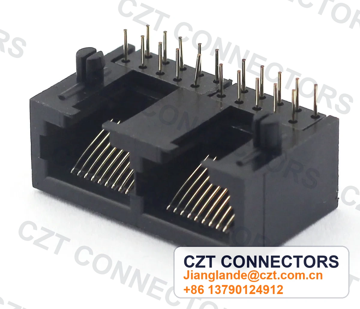 Dual-Port PCB Mount Shielded Modular Jack