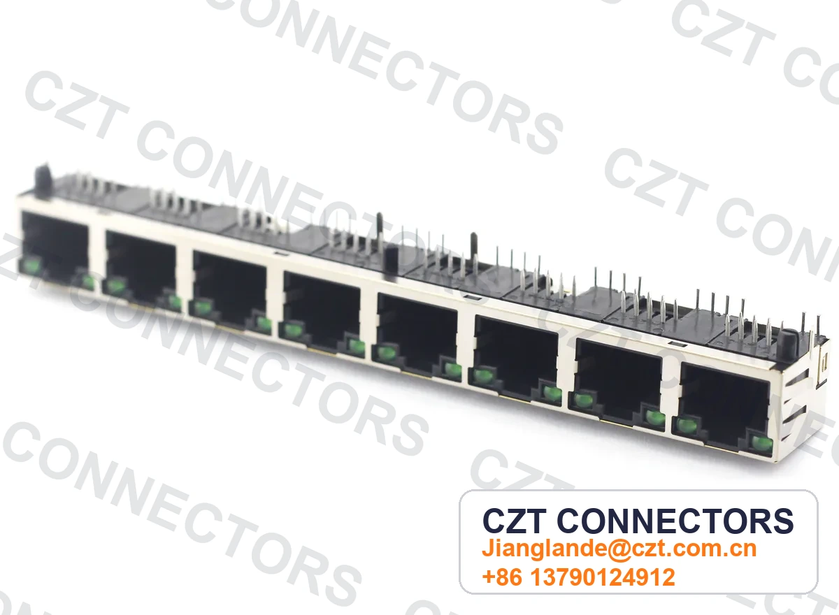 Single-Port PCB Mount Shielded LED RJ45 Modular Jack