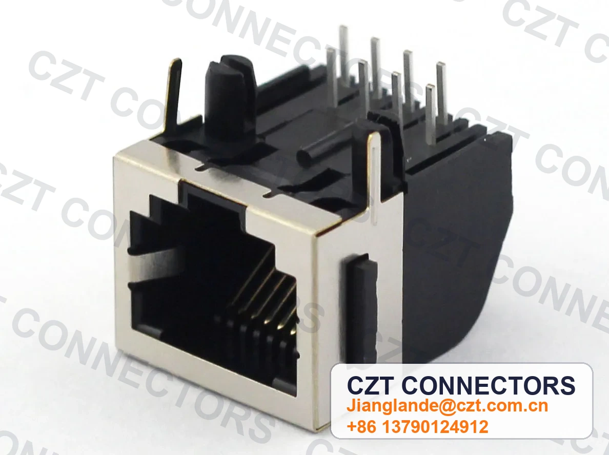 Single-Port PCB Mount Shielded RJ45 Modular Jack