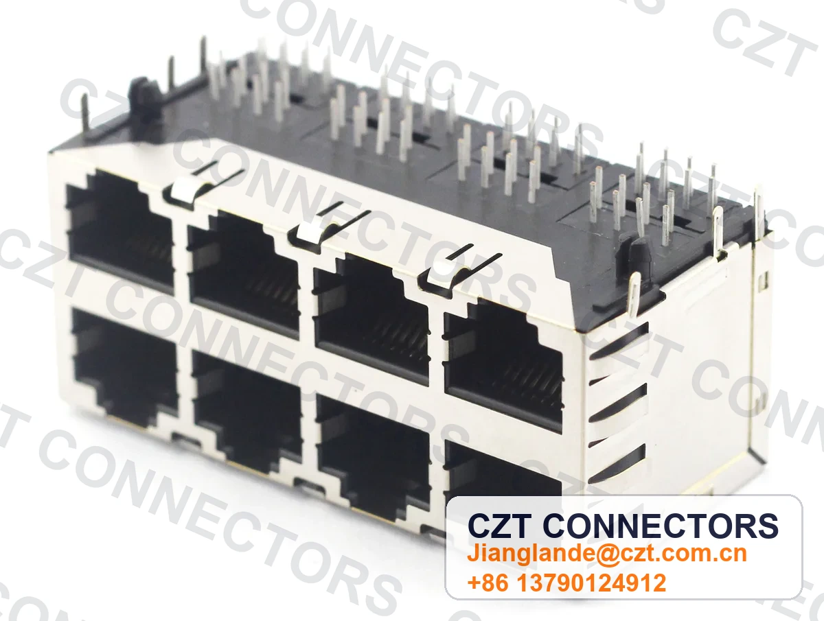 Single-Port PCB Mount Shielded RJ45 Modular Jack
