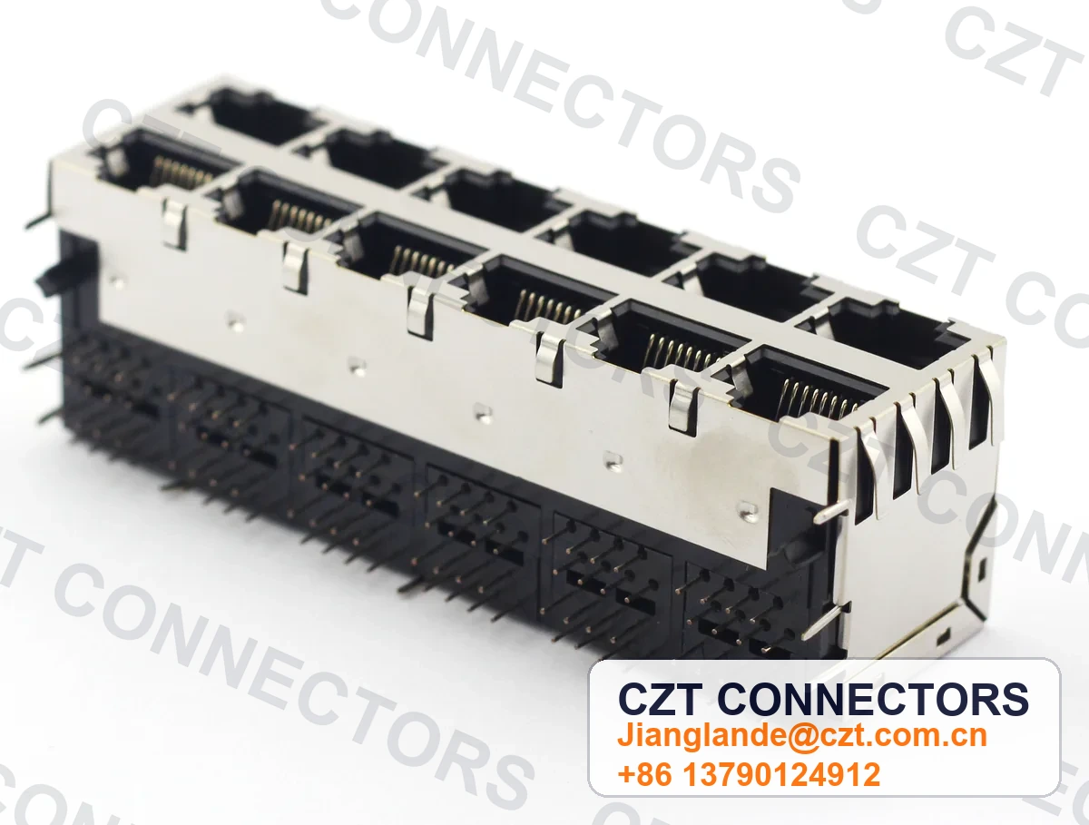 Single-Port PCB Mount Shielded RJ45 Modular Jack