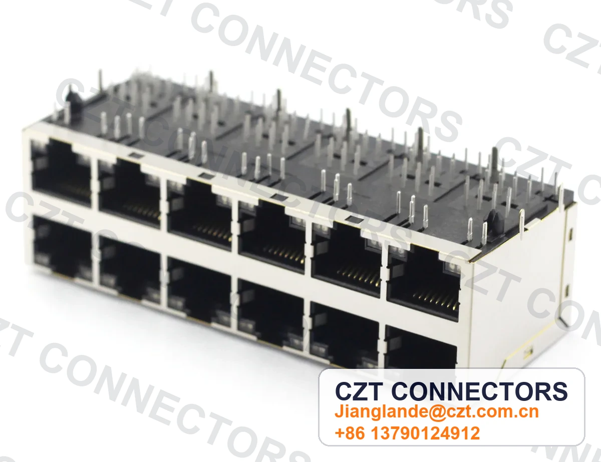 Single-Port PCB Mount Shielded LED RJ45 Modular Jack