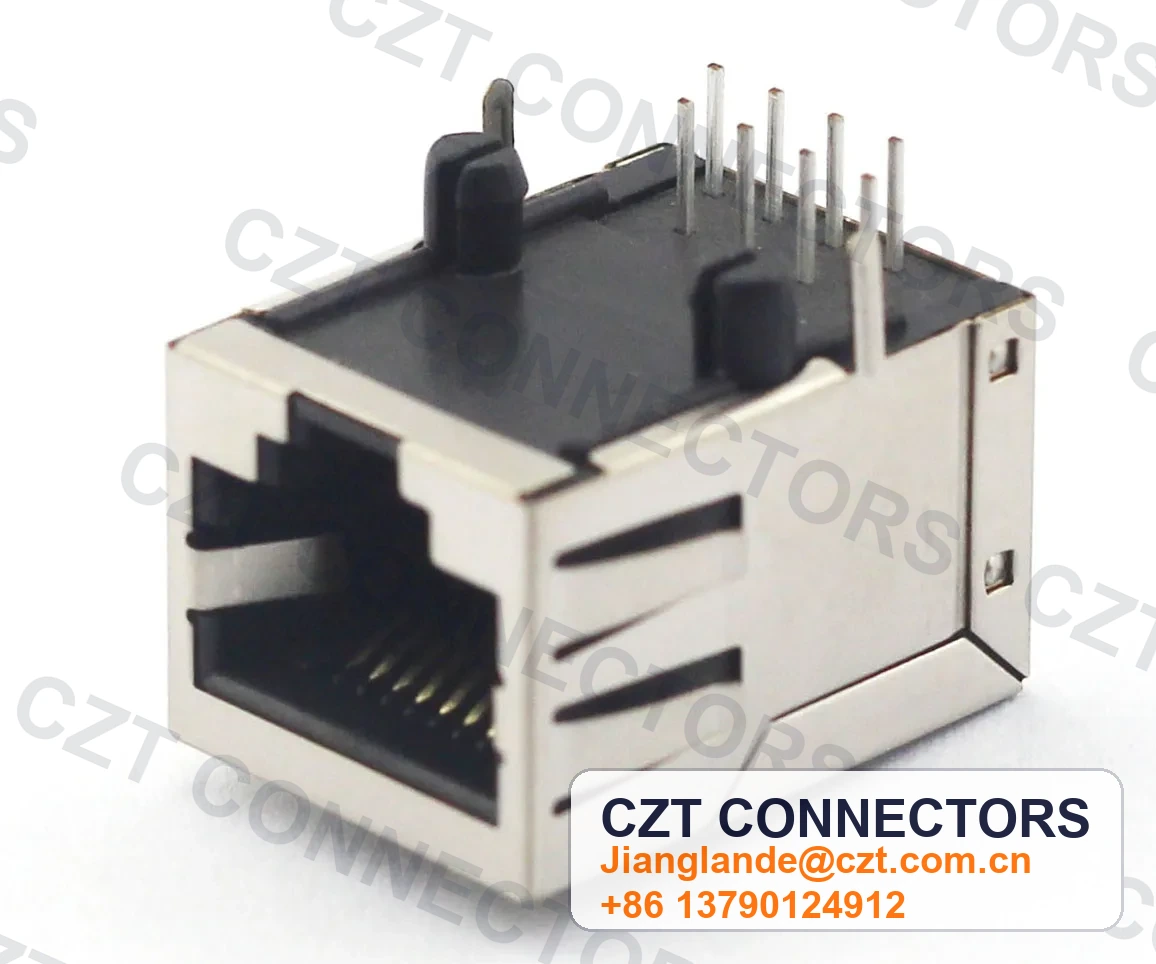 Single-Port PCB Mount Shielded RJ45 Modular Jack