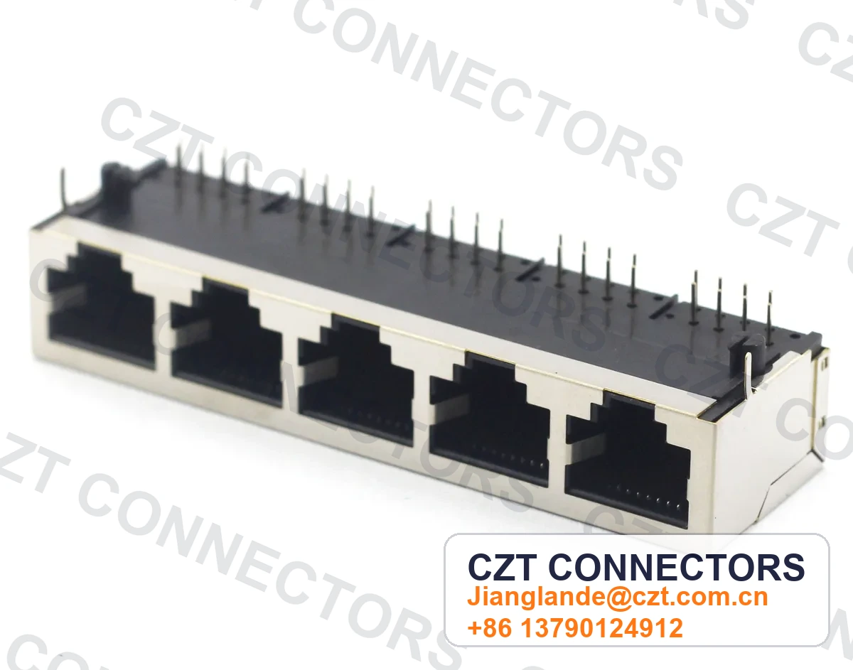 Single-Port PCB Mount Shielded RJ45 Modular Jack