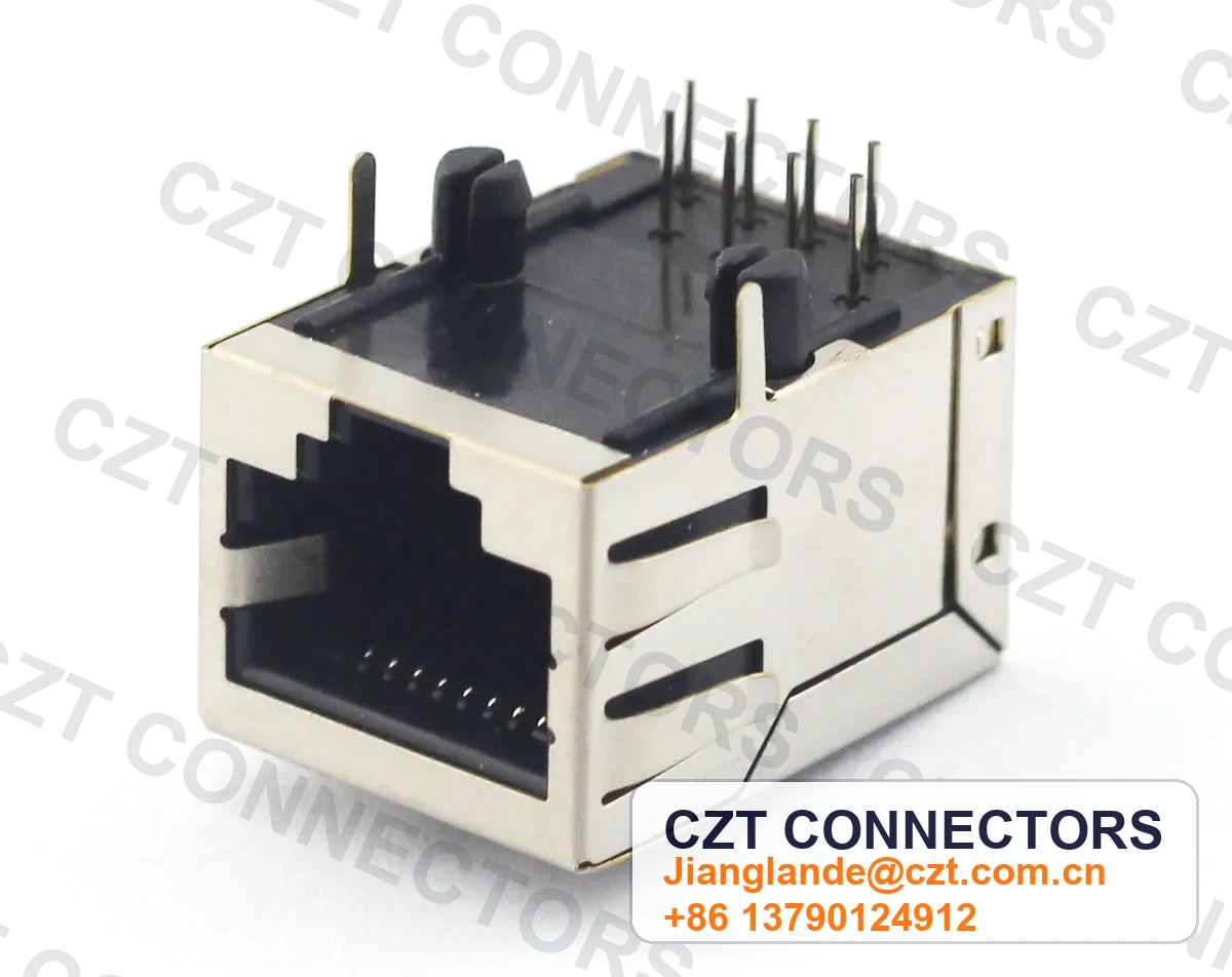 Single-Port PCB Mount Shielded RJ45 Modular Jack