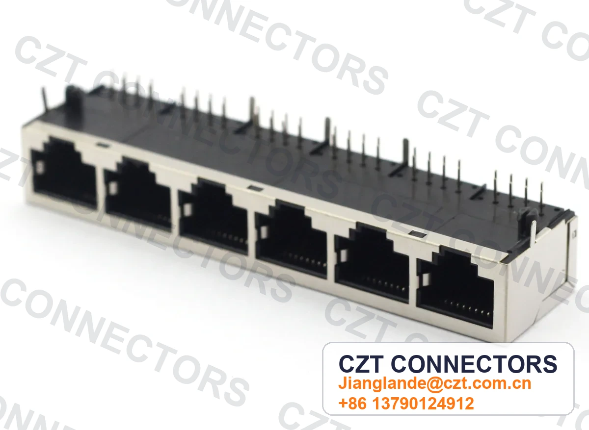 Single-Port PCB Mount Shielded RJ45 Modular Jack