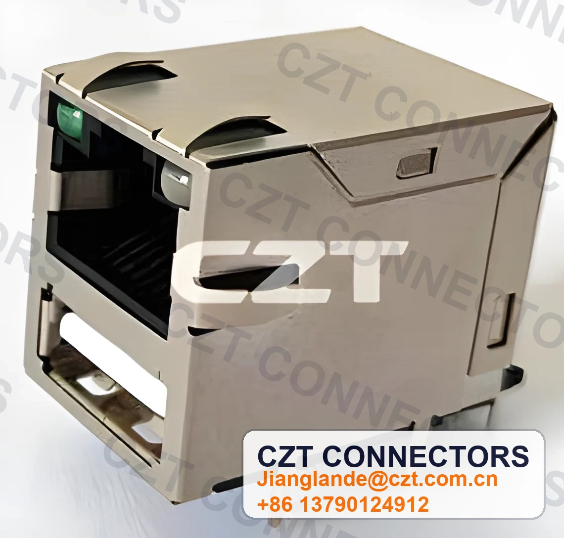 Single-Port PCB Mount ICM RJ45 Integrated Magnetics Jack