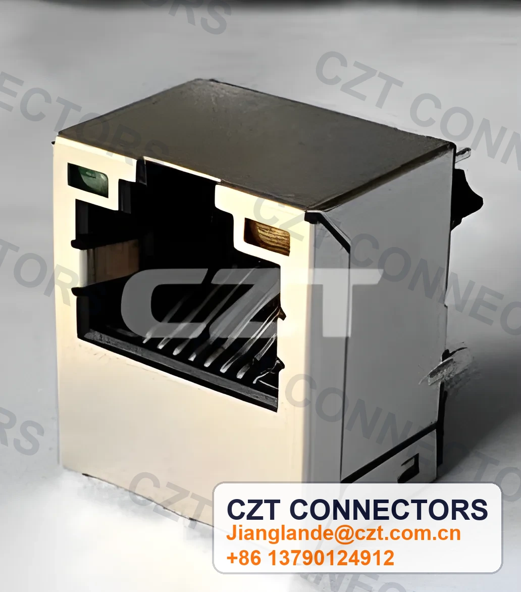 Single-Port PCB Mount ICM RJ45 Integrated Magnetics Jack