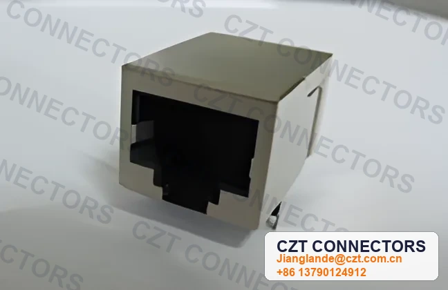 Single-Port PCB Mount Shielded LED ICM RJ45 Integrated Magnetics Jack