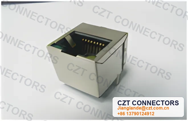 Single-Port Vertical Shielded LED ICM RJ45 Integrated Magnetics Jack
