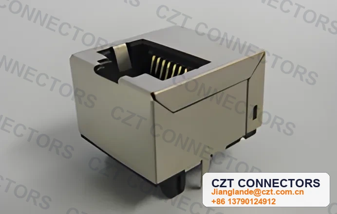Single-Port Vertical Shielded LED ICM RJ45 Integrated Magnetics Jack