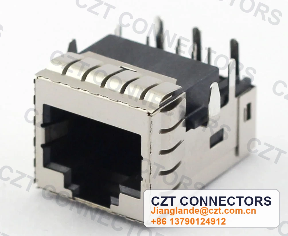 Single-Port PCB Mount Shielded RJ45 Modular Jack