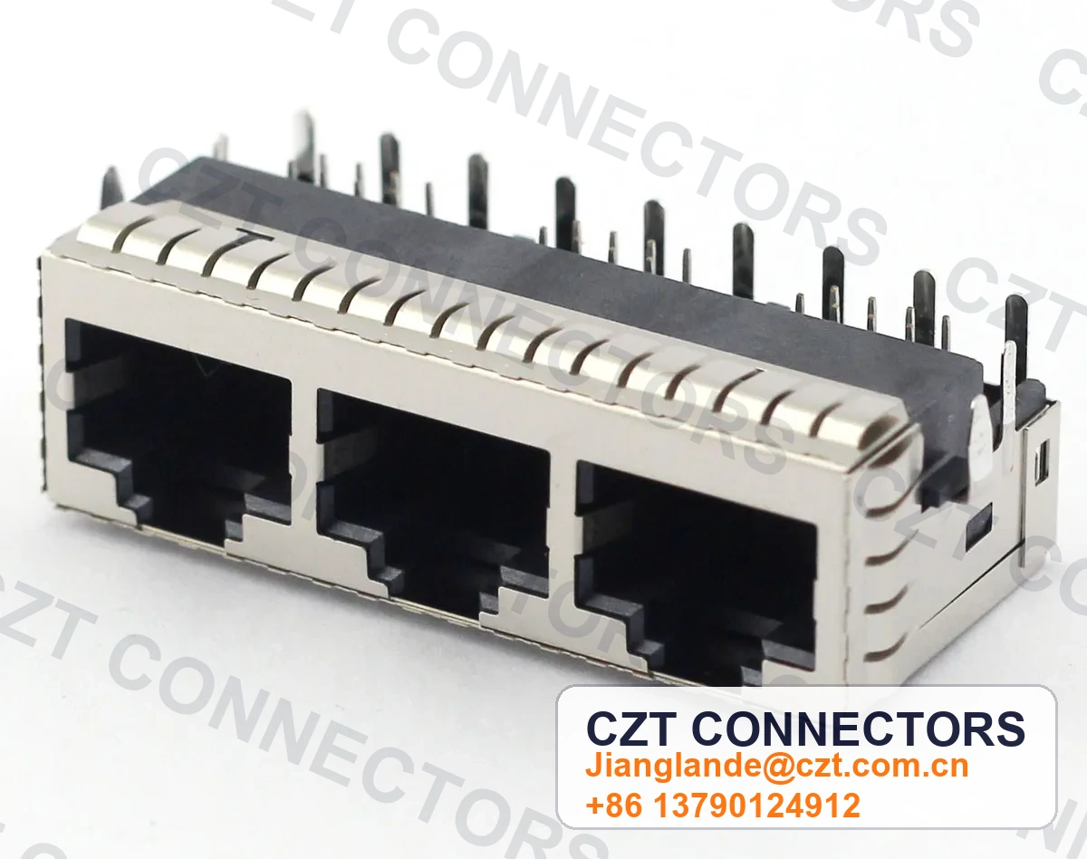 Single-Port PCB Mount Shielded RJ45 Modular Jack