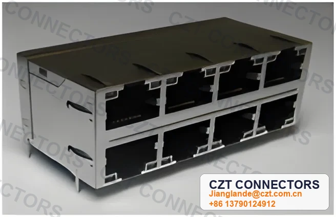Single-Port Vertical Shielded LED ICM RJ45 Integrated Magnetics Jack