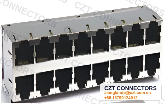 Single-Port Vertical Shielded LED ICM RJ45 Integrated Magnetics Jack