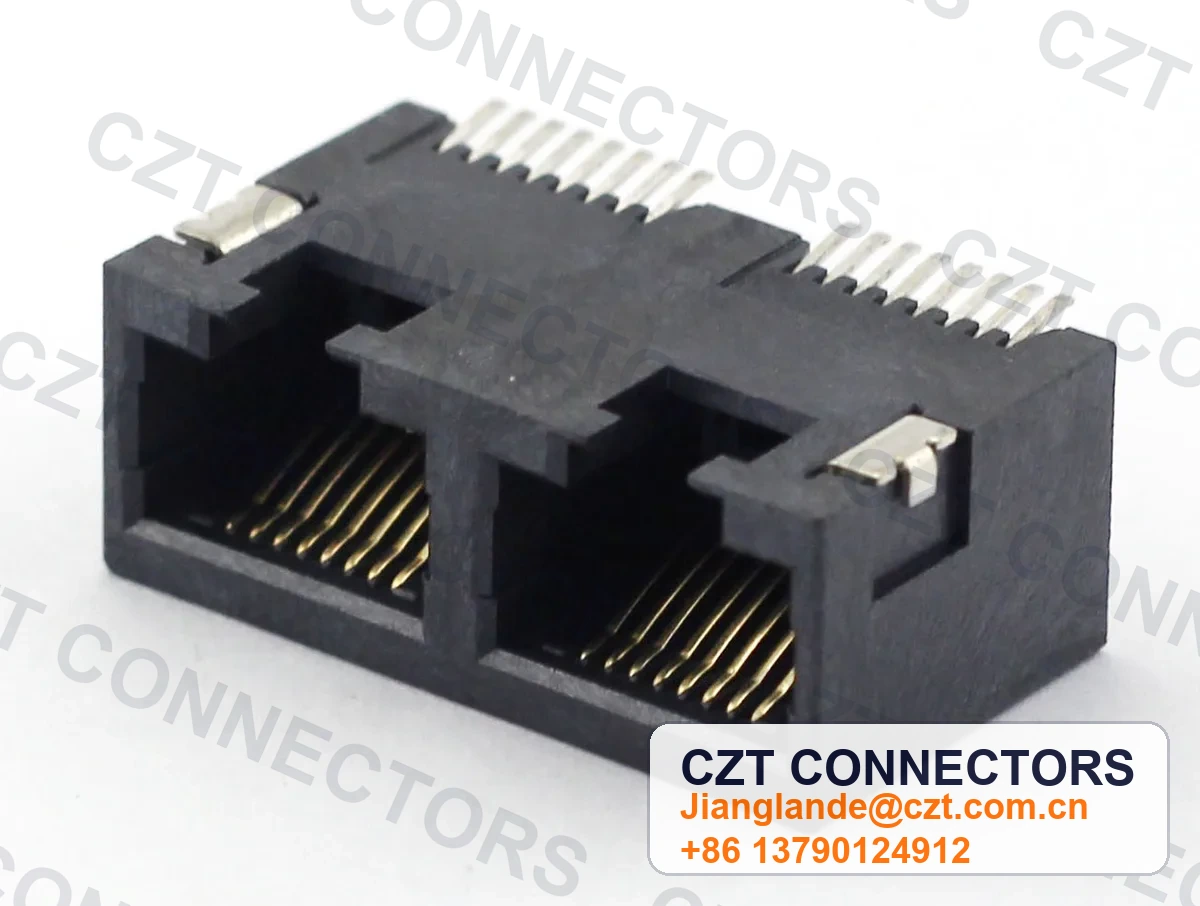 Dual-Port SMT Shielded RJ45 Modular Jack