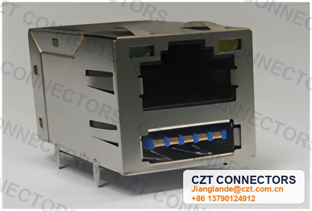 Single-Port PCB Mount LED ICM RJ45 Integrated Magnetics Jack
