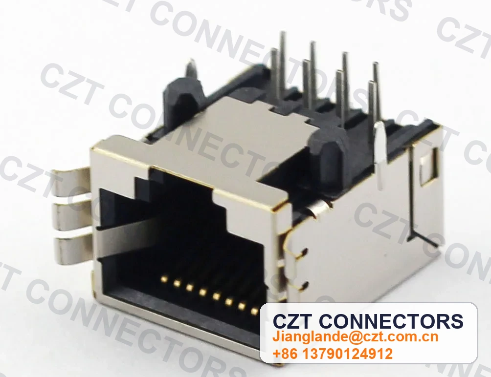 Single-Port PCB Mount Shielded RJ45 Modular Jack