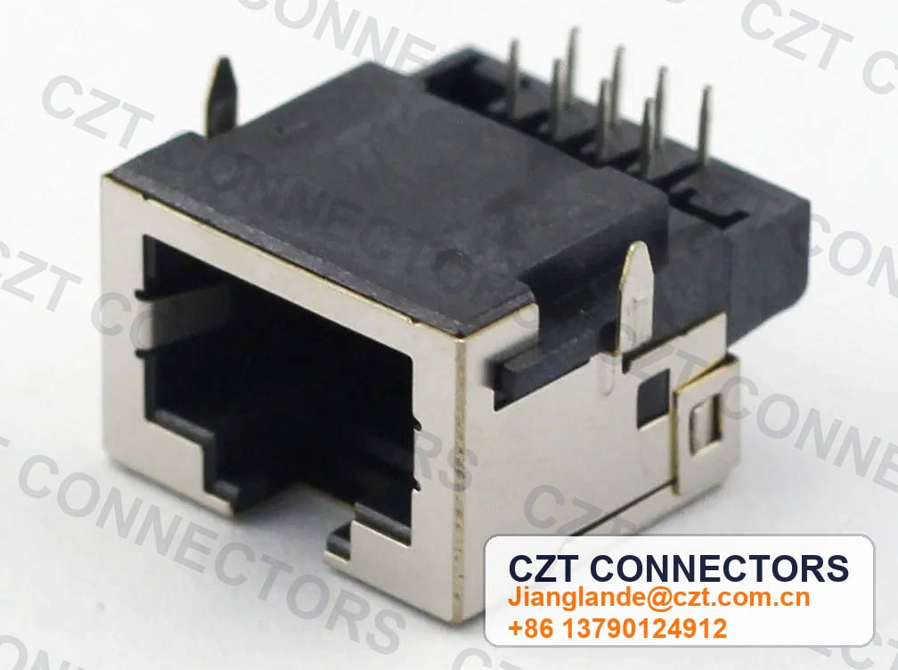 Single-Port PCB Mount Shielded LED RJ45 Modular Jack