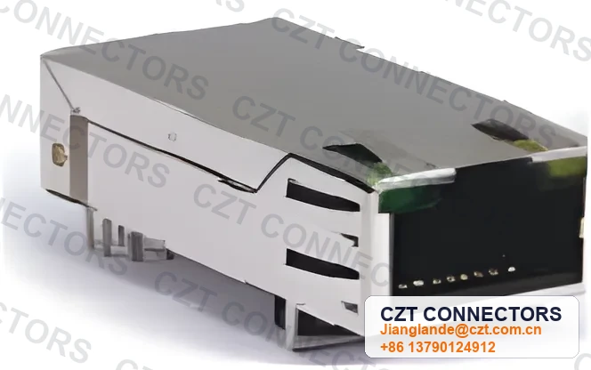 Single-Port PCB Mount LED ICM RJ45 Integrated Magnetics Jack