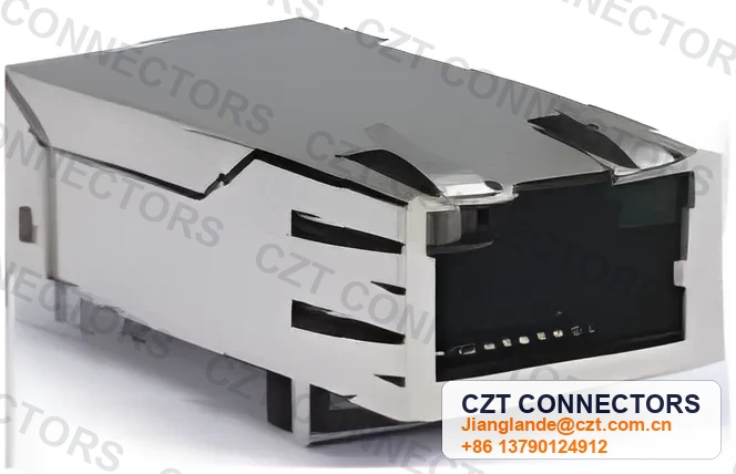 Single-Port PCB Mount LED ICM RJ45 Integrated Magnetics Jack