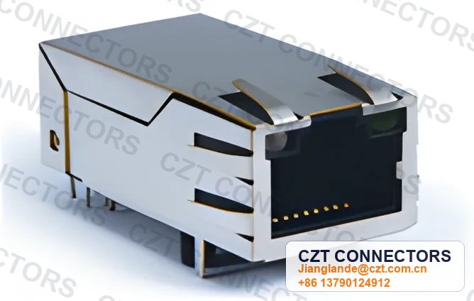 Single-Port PCB Mount LED ICM RJ45 Integrated Magnetics Jack
