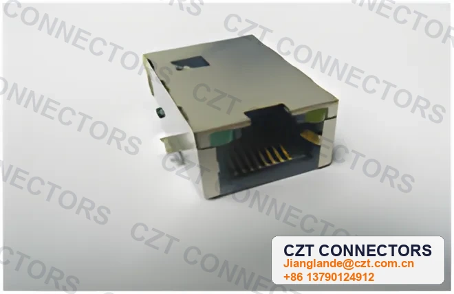 Single-Port PCB Mount LED ICM RJ45 Integrated Magnetics Jack