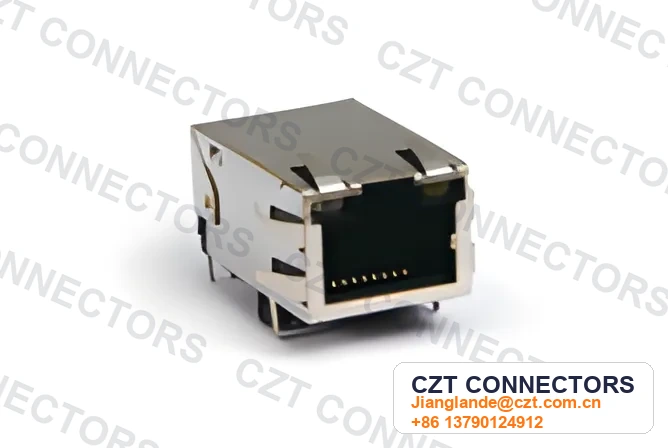 Single-Port PCB Mount LED ICM RJ45 Integrated Magnetics Jack