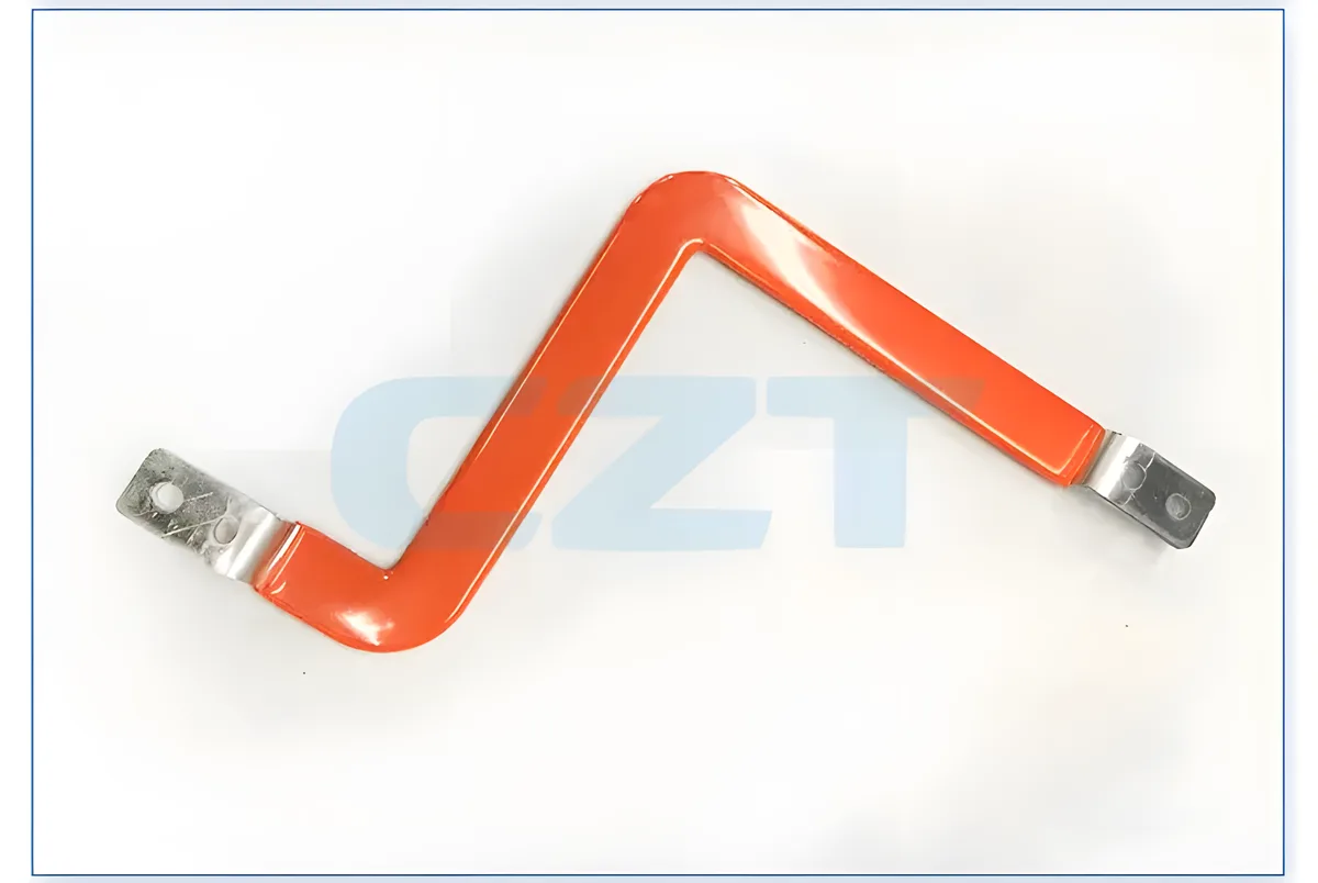 Laminated busbar in a power inverter showing low-inductance design with insulation layers