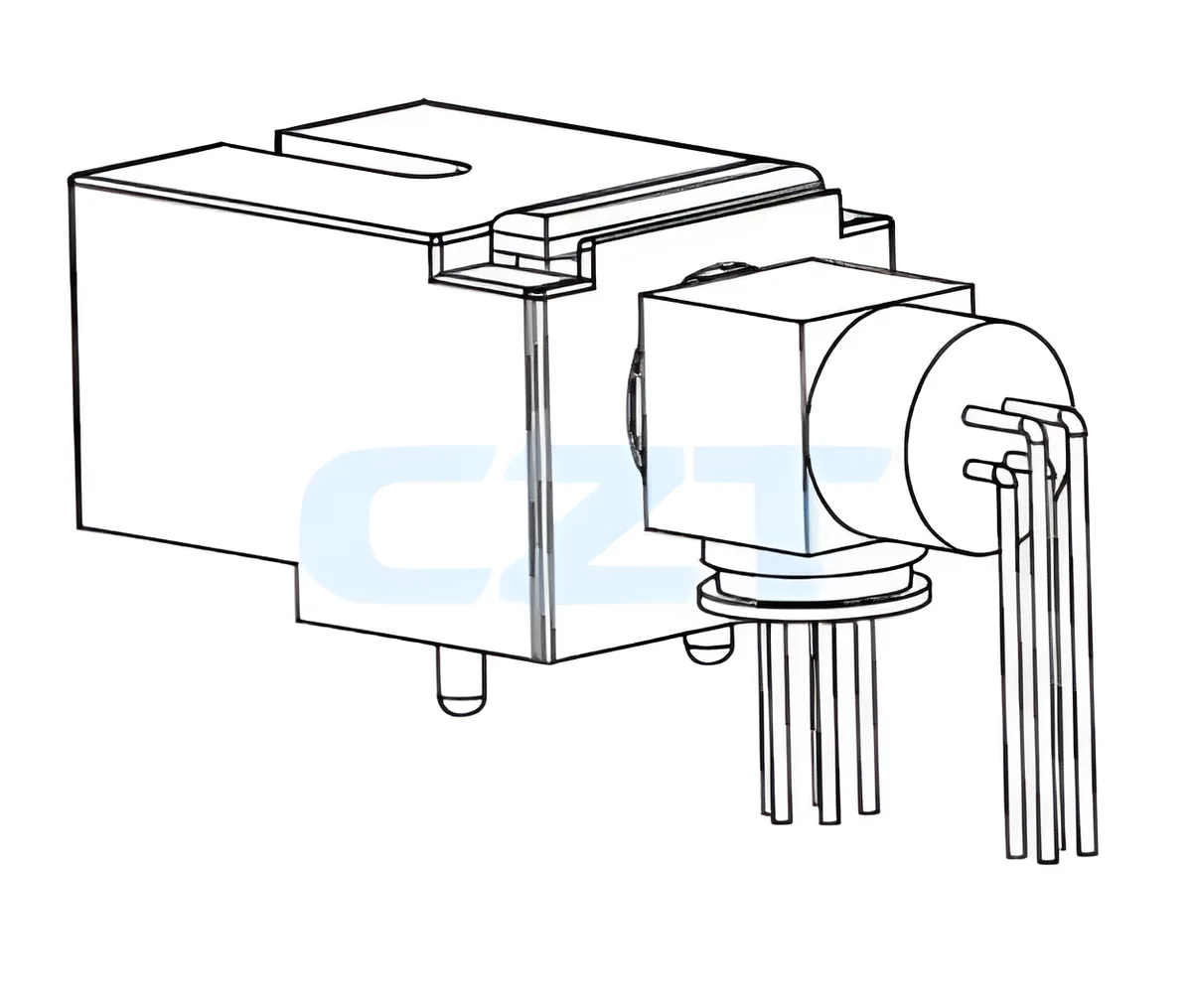 Diagram showing a pigtail connector with labeled parts - connector end, cable jacket, and stripped bare end